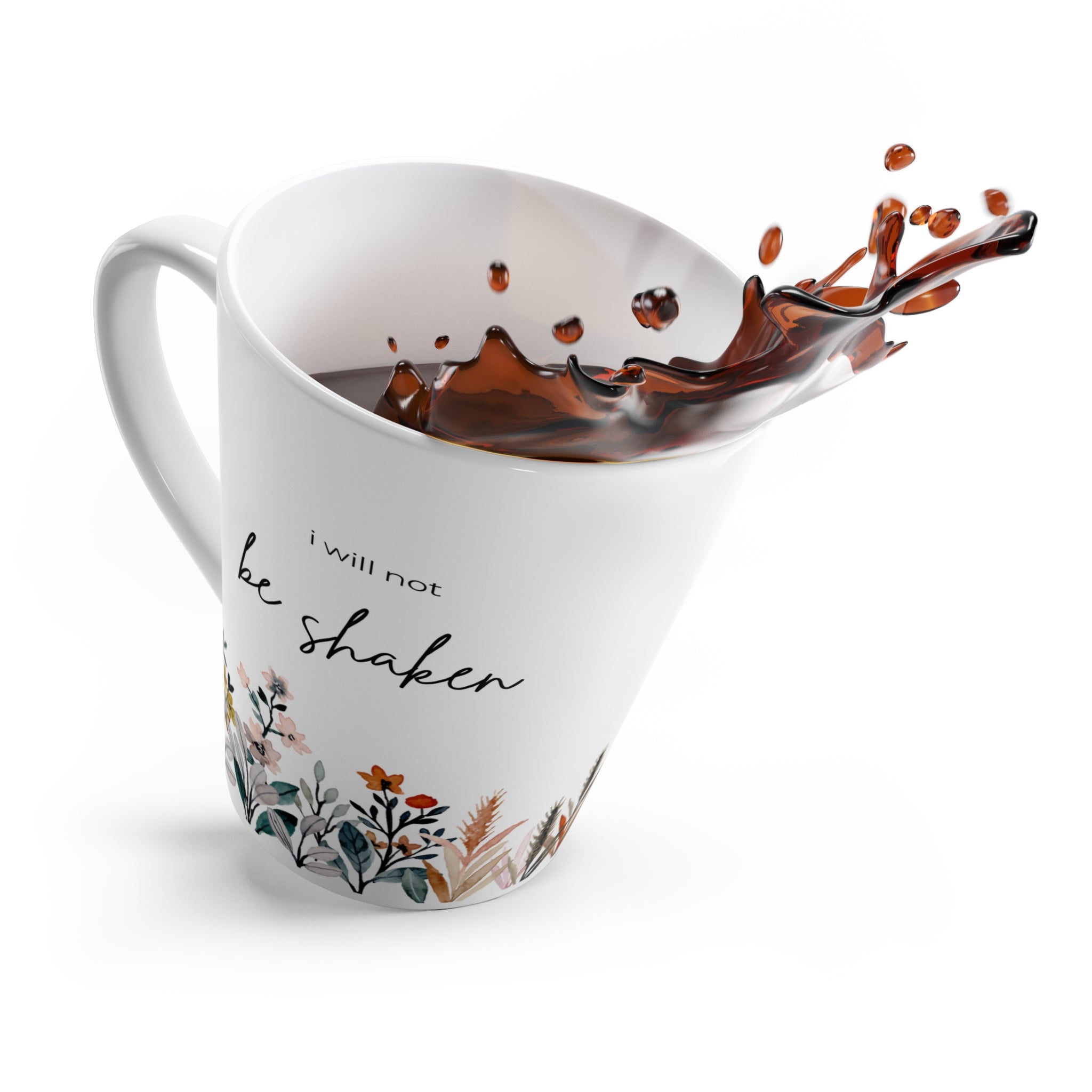 Wildflowers "I Shall Not Be Shaken" Latte Coffee Mug | Psalm 16:8