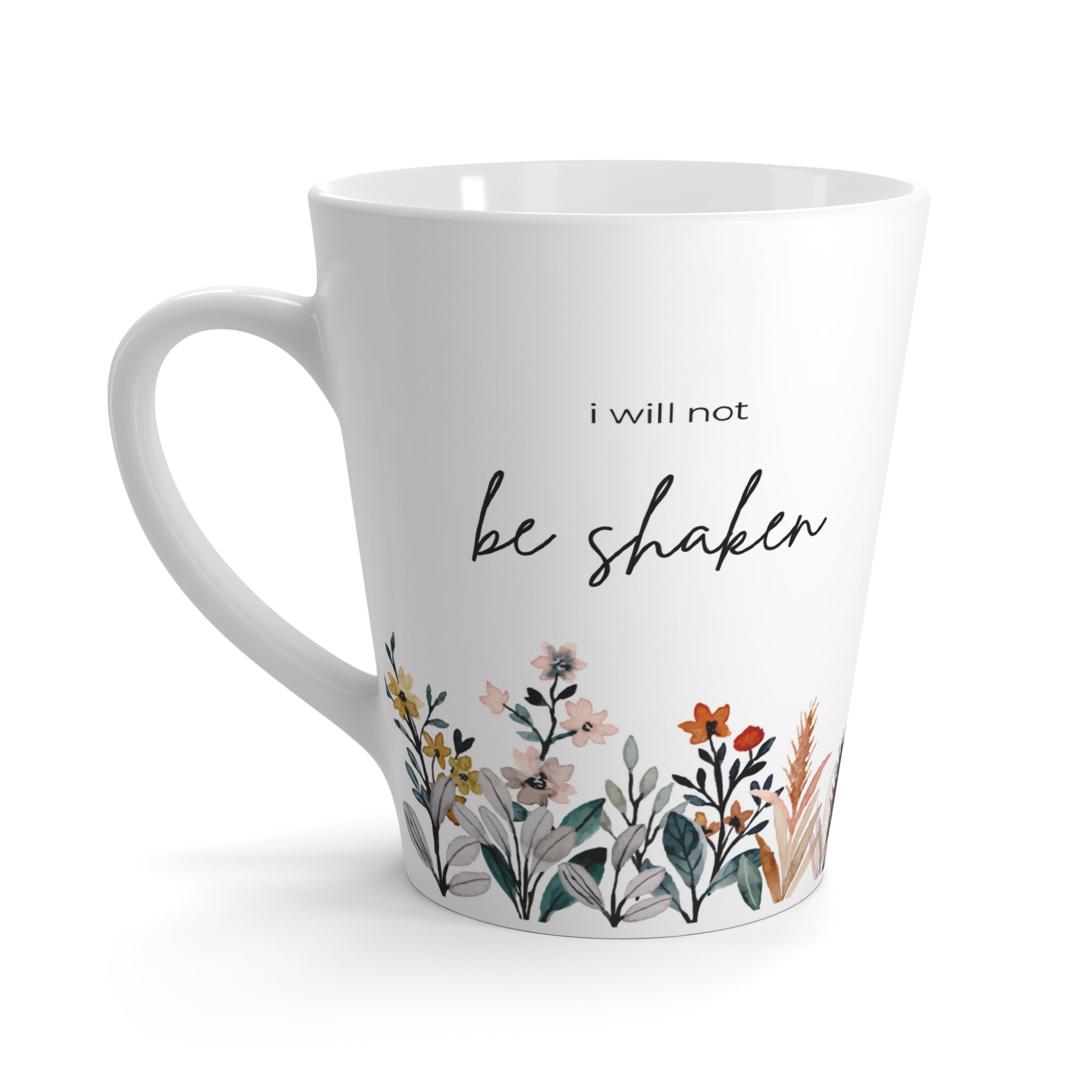 Wildflowers "I Shall Not Be Shaken" Latte Coffee Mug | Psalm 16:8