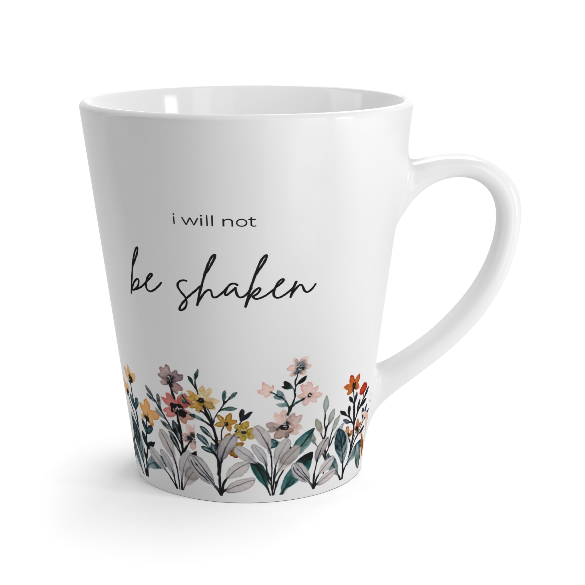 Wildflowers "I Shall Not Be Shaken" Latte Coffee Mug | Psalm 16:8