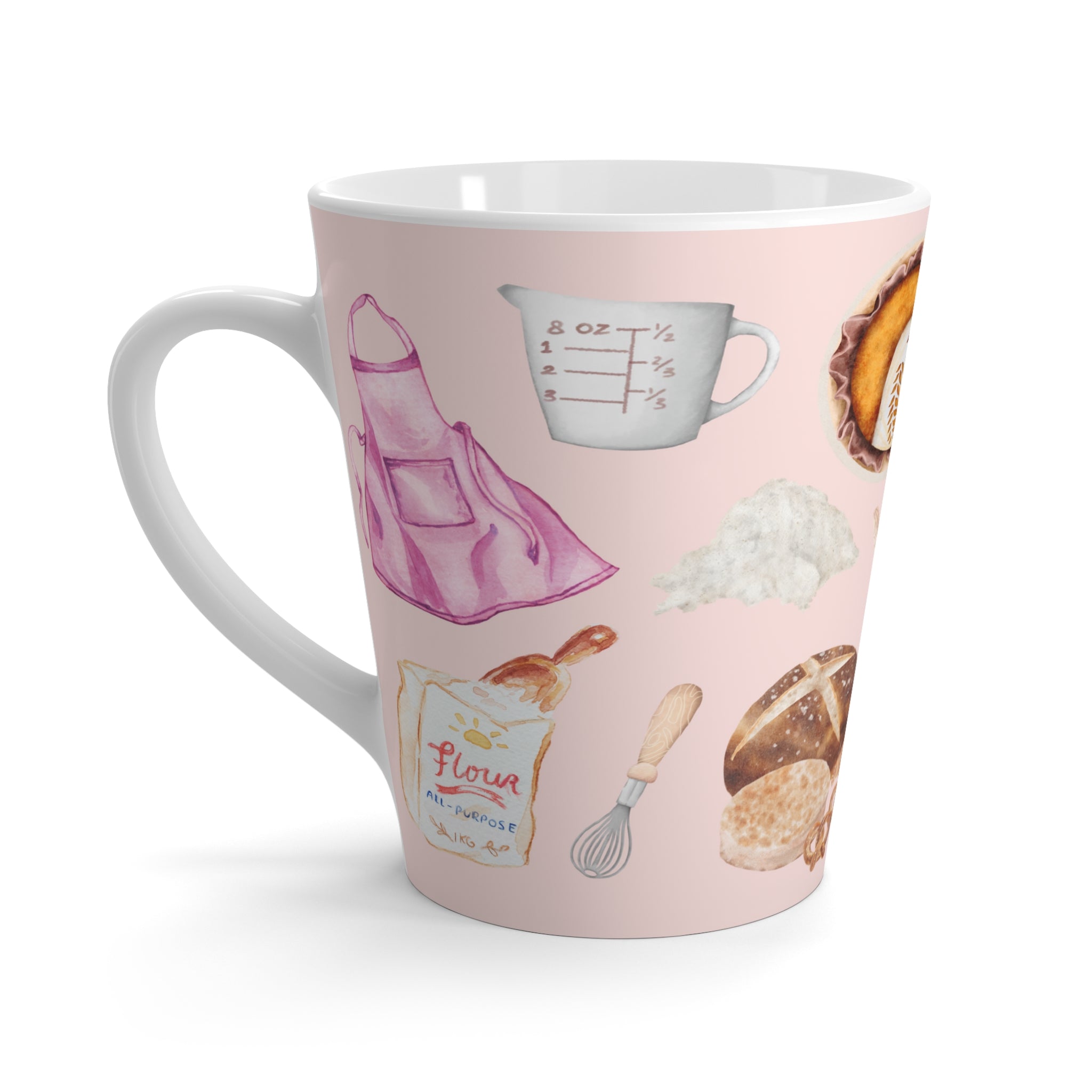 Sourdough Baking Bliss Latte Coffee Mug | Pink on Pink Design