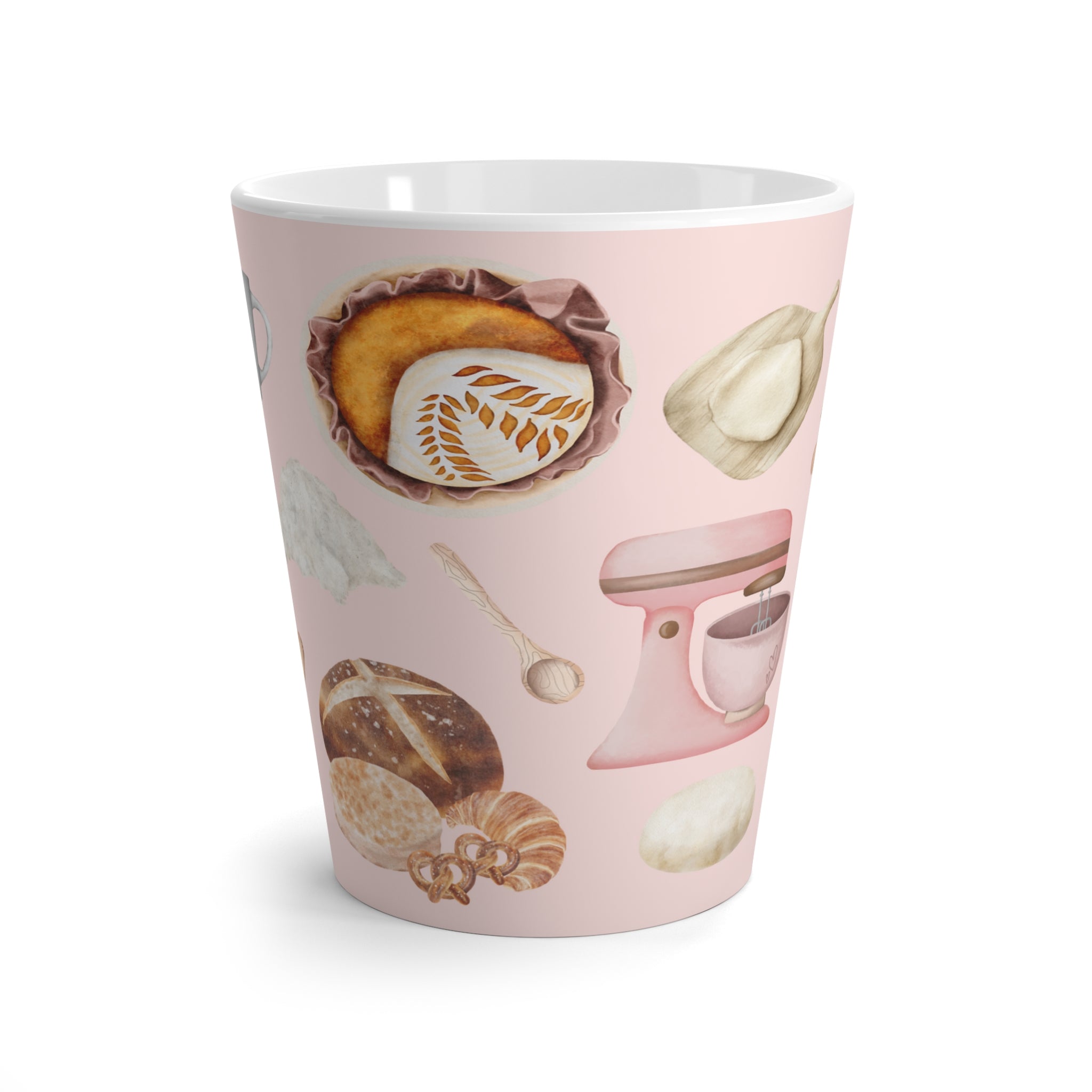 Sourdough Baking Bliss Latte Coffee Mug | Pink on Pink Design