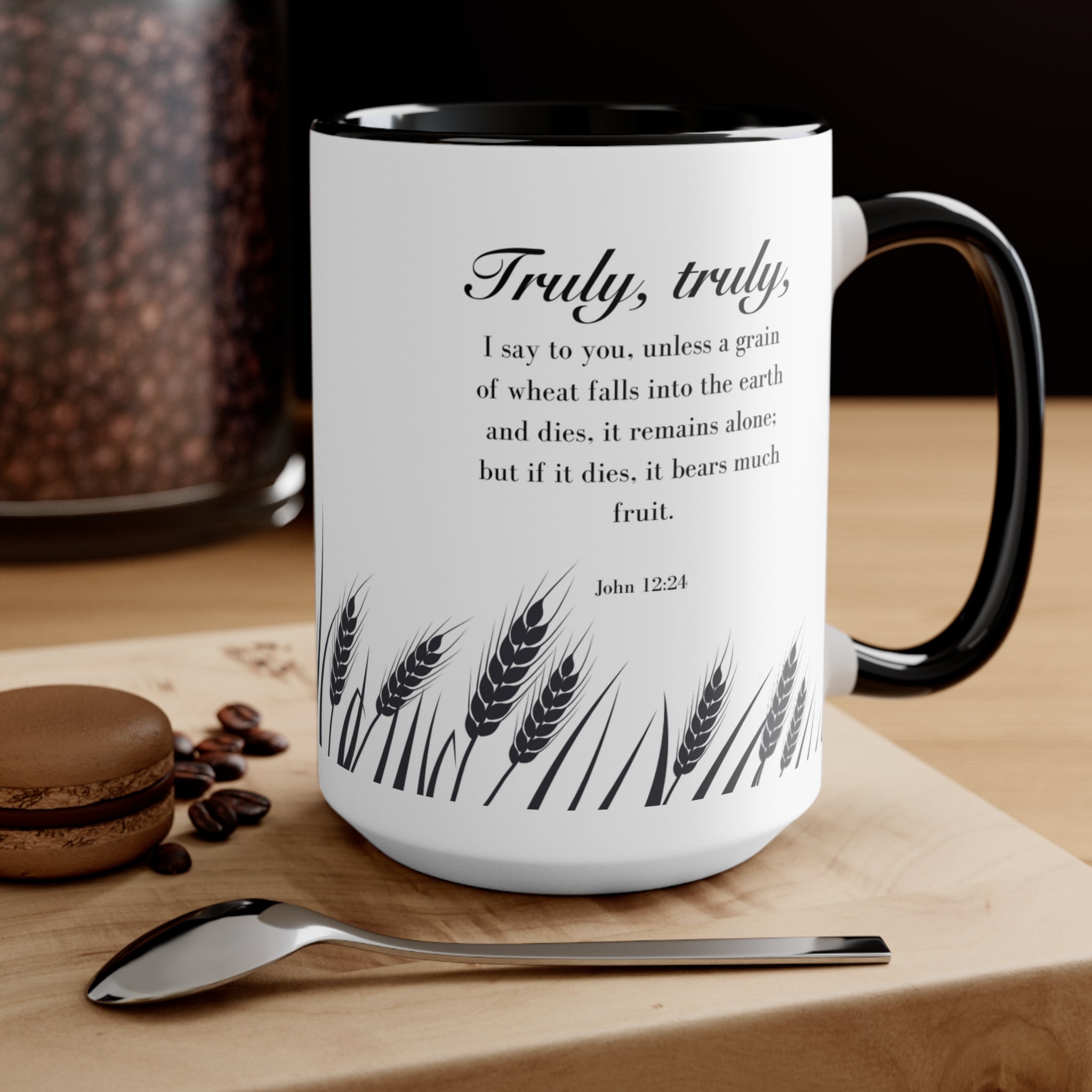 Wheat In The Wind Christian Bible Verse Latte Coffee Mug | John 12:24