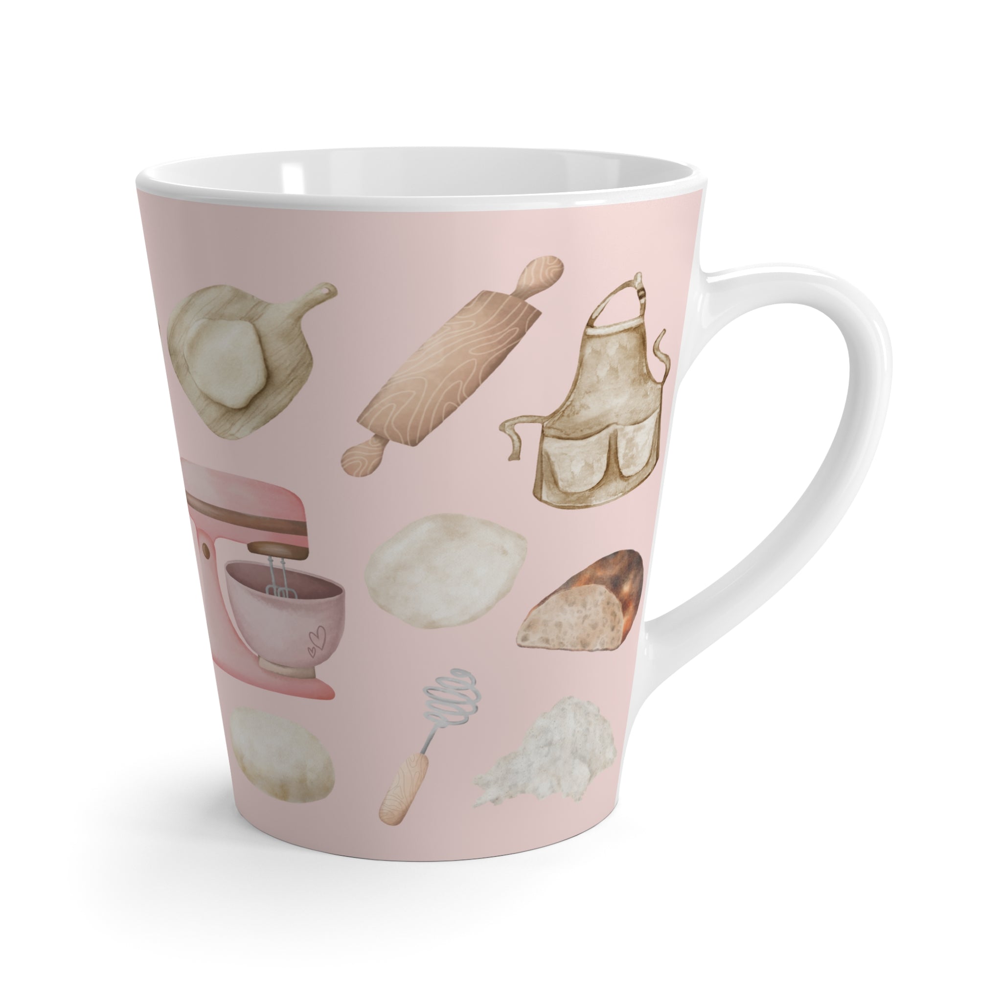 Sourdough Baking Bliss Latte Coffee Mug | Pink on Pink Design