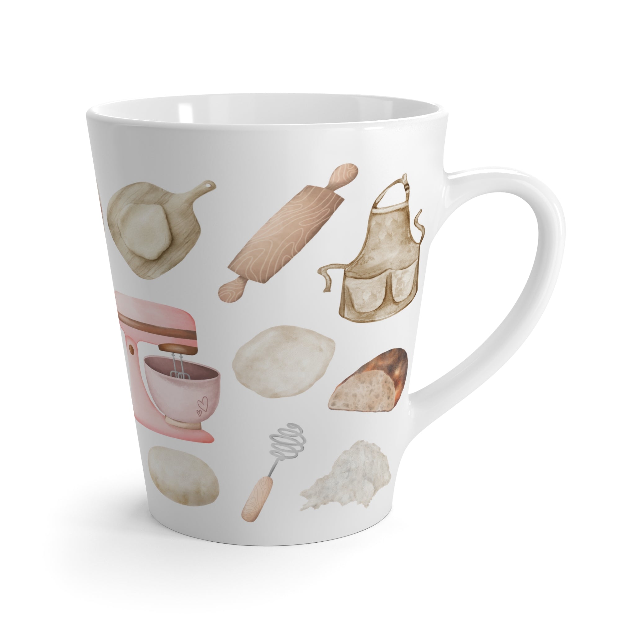 Sourdough Baking Bliss Latte Mug | Pink on White Design