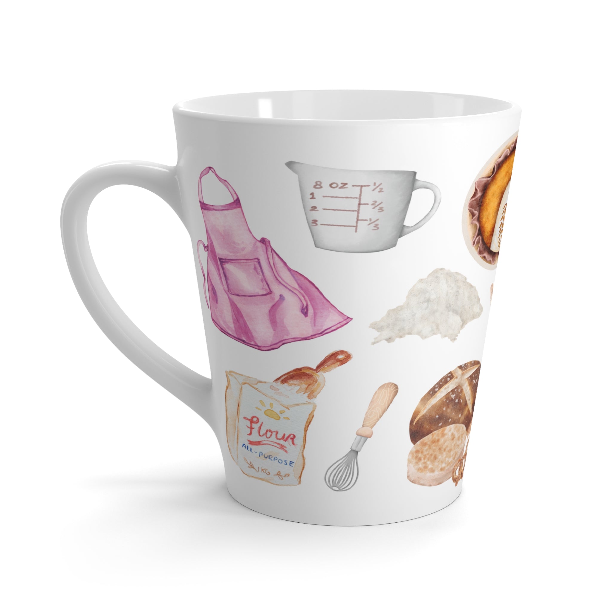 Sourdough Baking Bliss Latte Mug | Pink on White Design