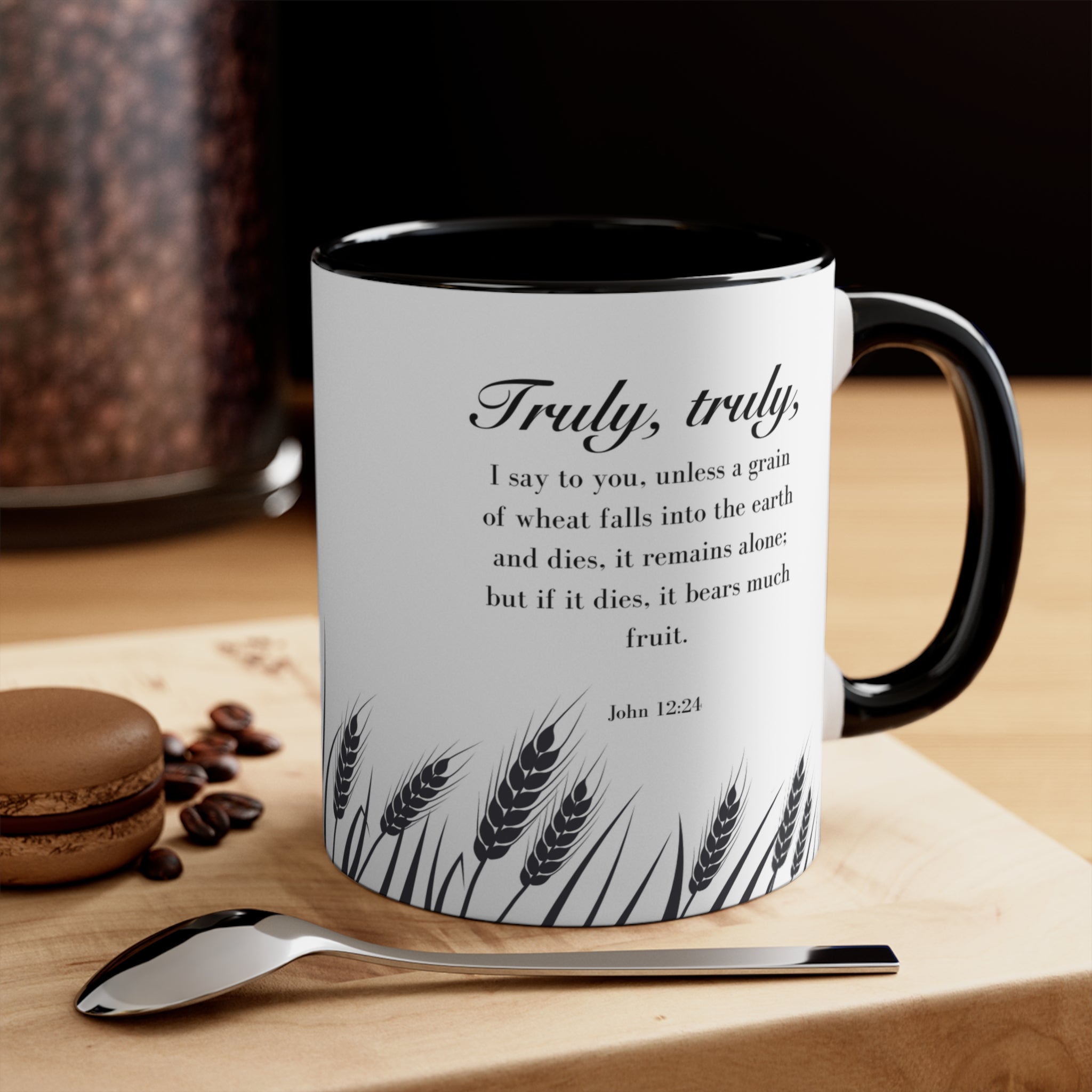 Wheat In The Wind Christian Bible Verse Latte Coffee Mug | John 12:24