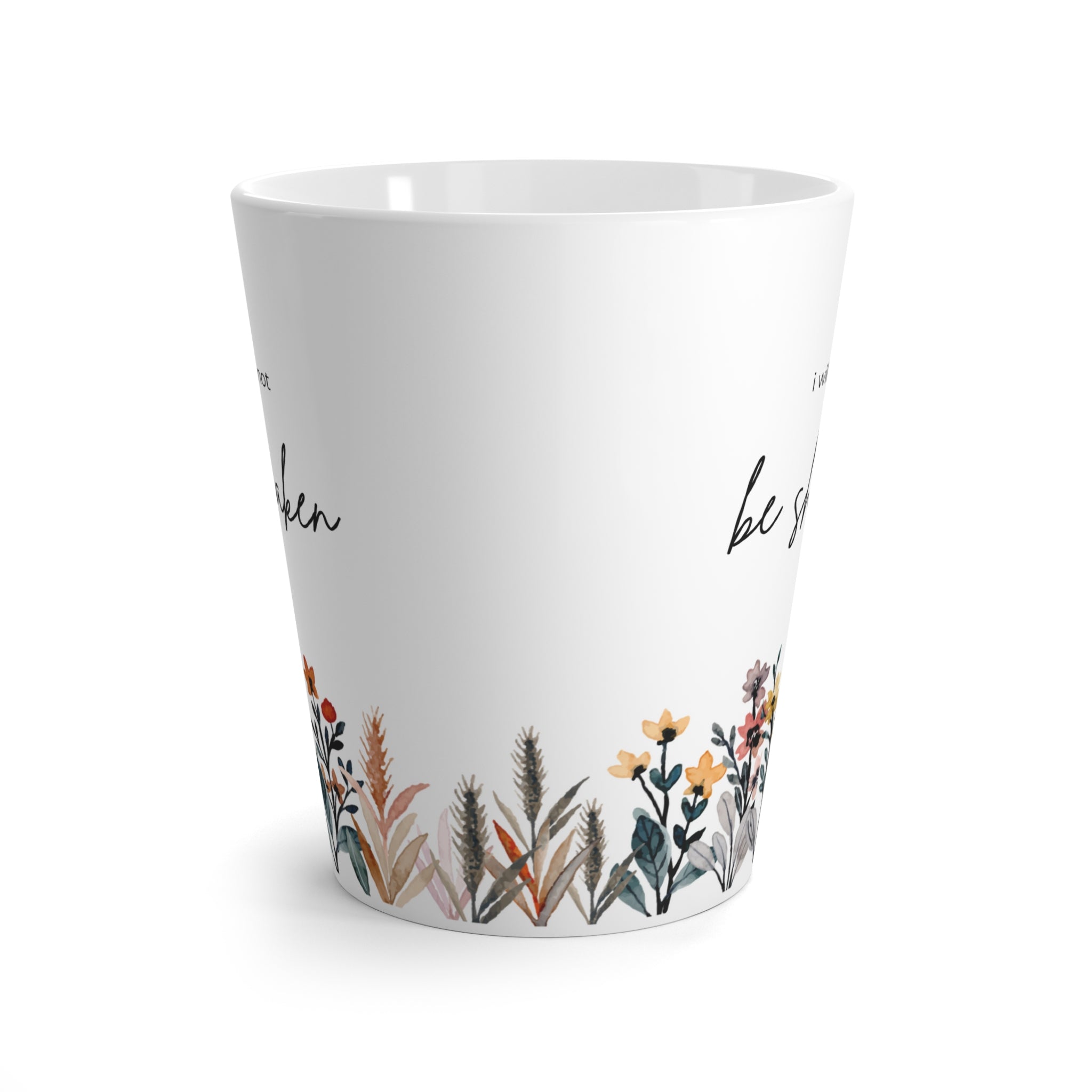 Wildflowers "I Shall Not Be Shaken" Latte Coffee Mug | Psalm 16:8