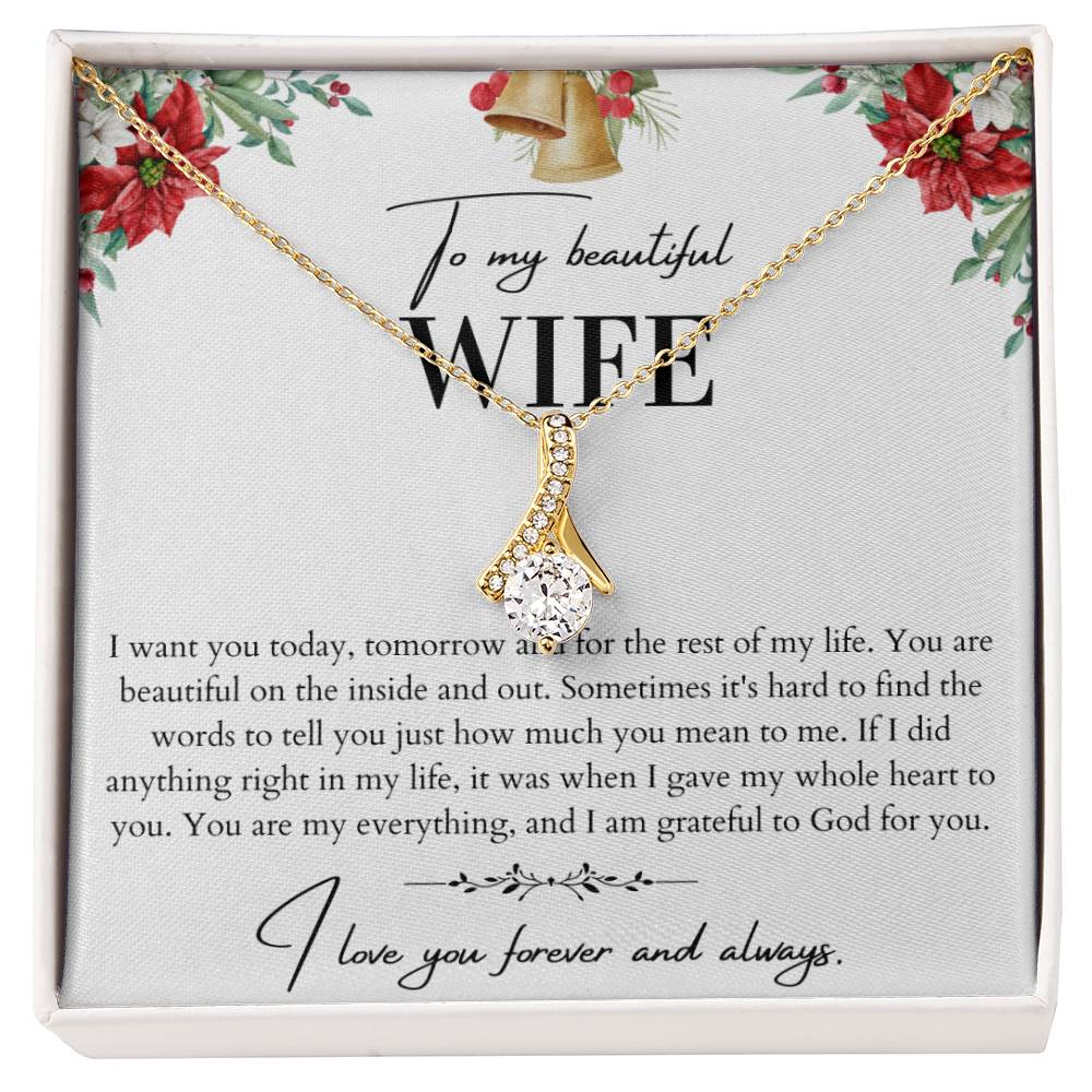 To My Beautiful Wife Alluring Beauty Necklace - Husband To Wife Gift - Message Card