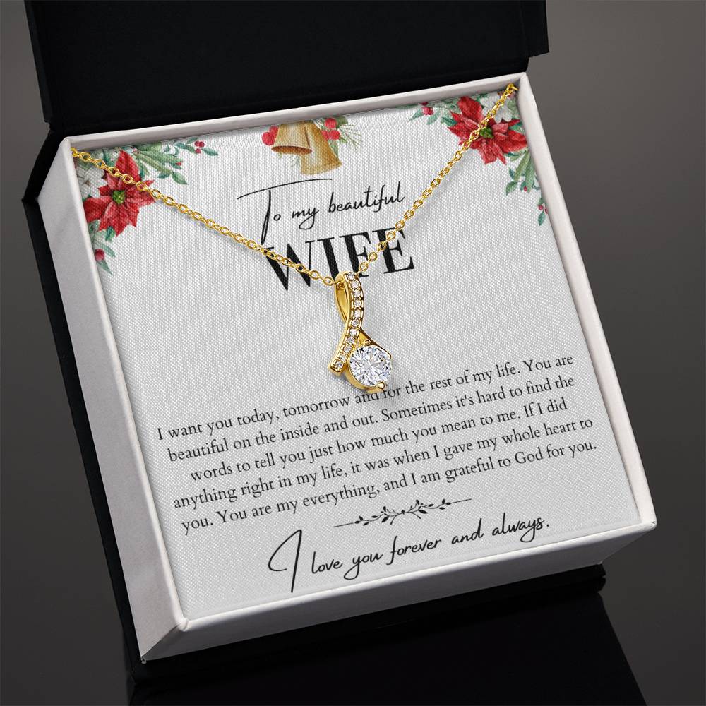 To My Beautiful Wife Alluring Beauty Necklace - Husband To Wife Gift - Message Card