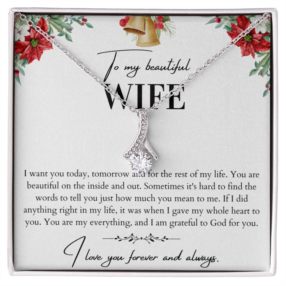 To My Beautiful Wife Alluring Beauty Necklace - Husband To Wife Gift - Message Card