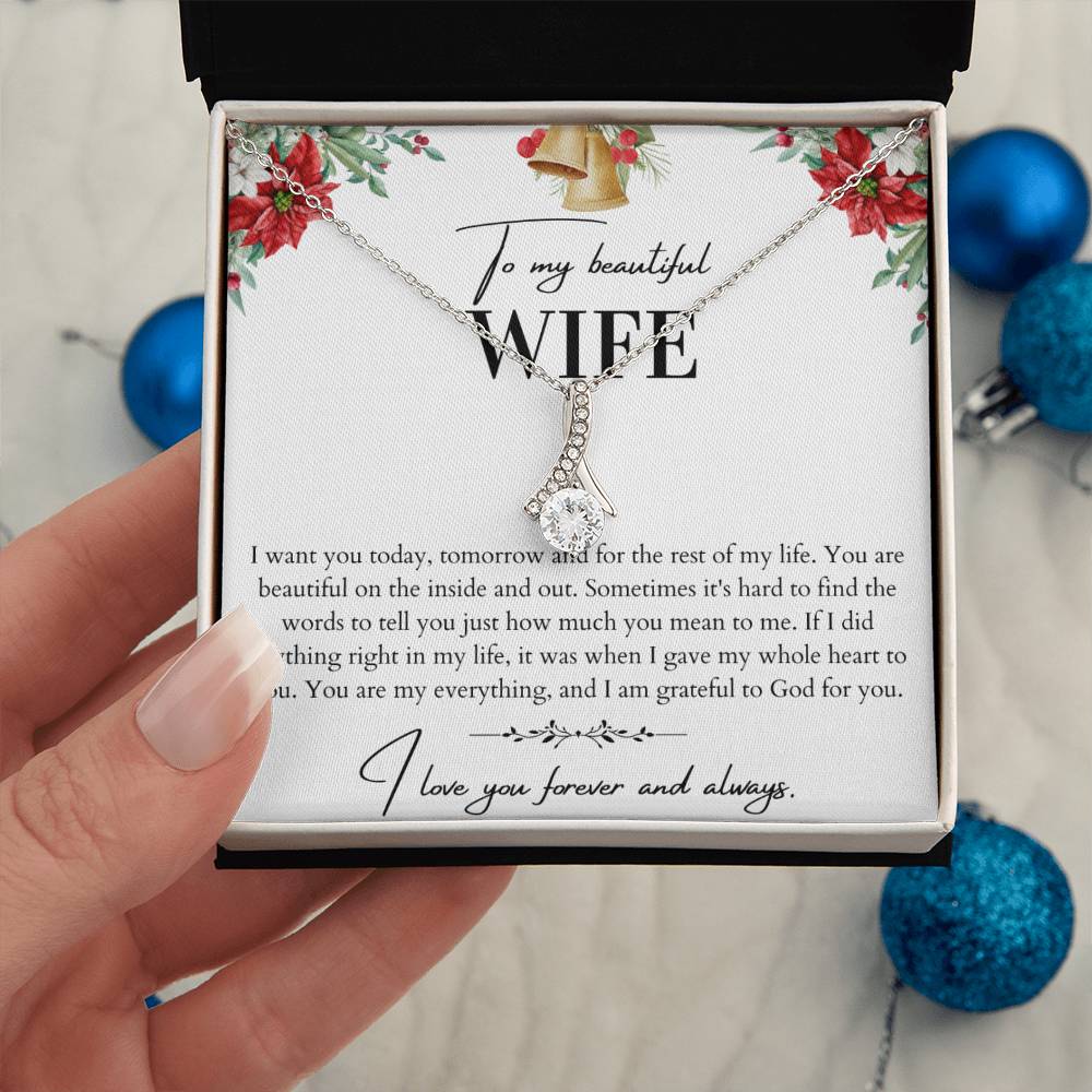 To My Beautiful Wife Alluring Beauty Necklace - Husband To Wife Gift - Message Card