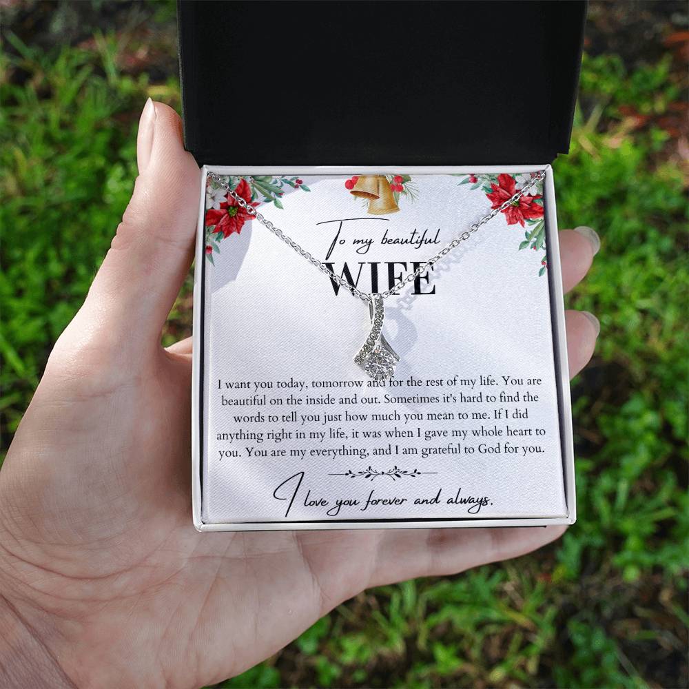 To My Beautiful Wife Alluring Beauty Necklace - Husband To Wife Gift - Message Card