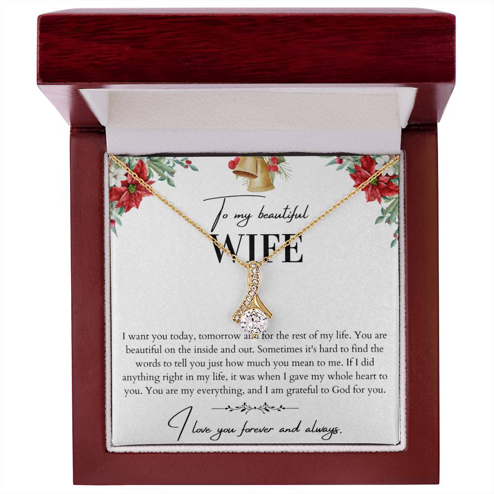 To My Beautiful Wife Alluring Beauty Necklace - Husband To Wife Gift - Message Card