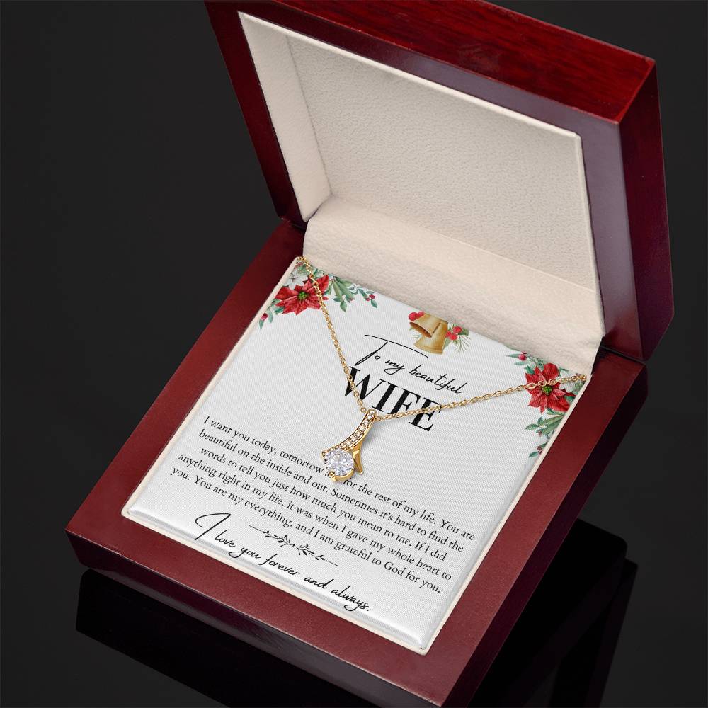 To My Beautiful Wife Alluring Beauty Necklace - Husband To Wife Gift - Message Card