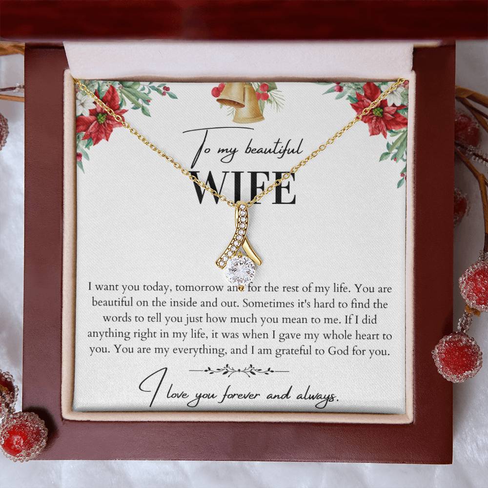 To My Beautiful Wife Alluring Beauty Necklace - Husband To Wife Gift - Message Card