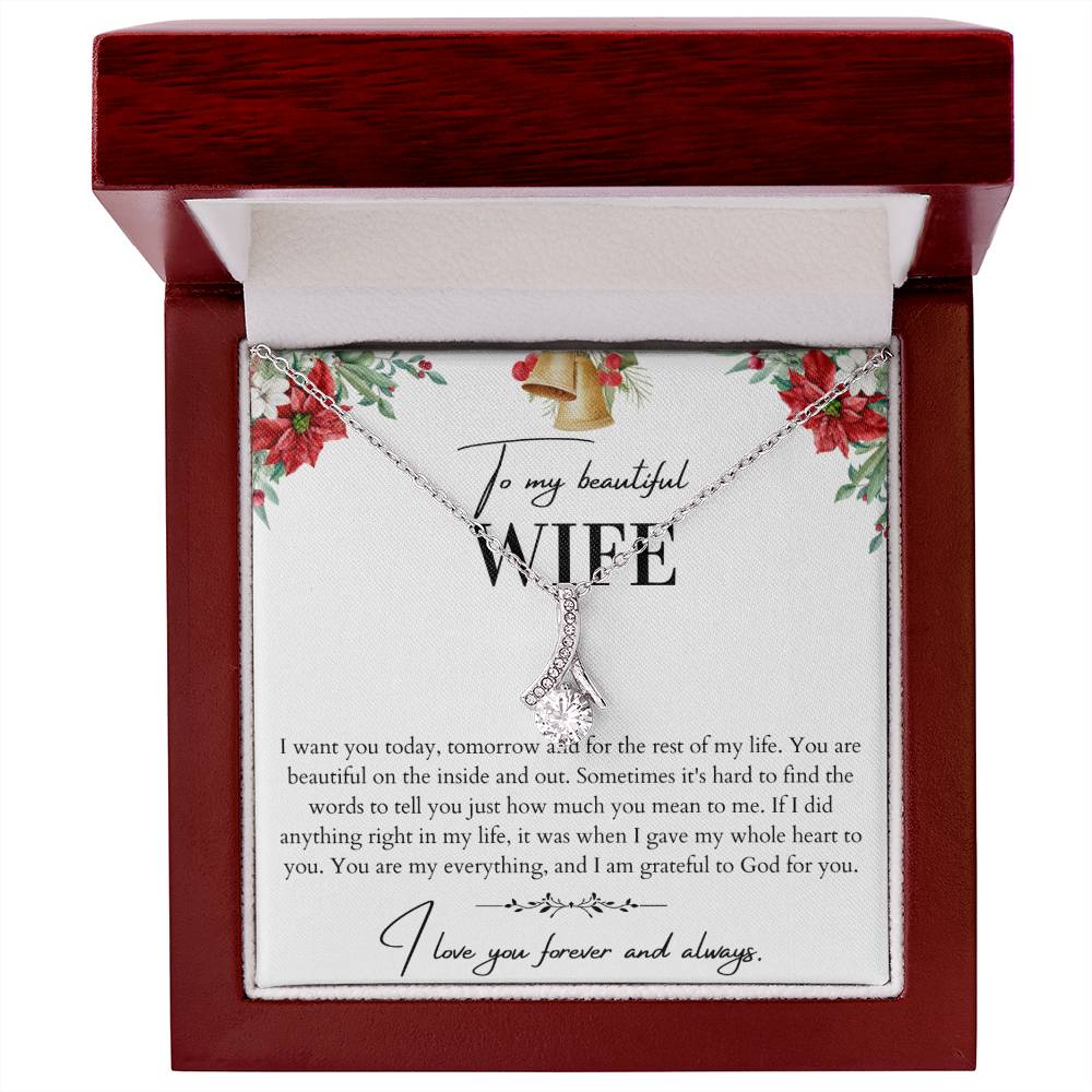 To My Beautiful Wife Alluring Beauty Necklace - Husband To Wife Gift - Message Card