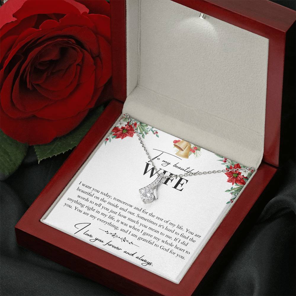 To My Beautiful Wife Alluring Beauty Necklace - Husband To Wife Gift - Message Card