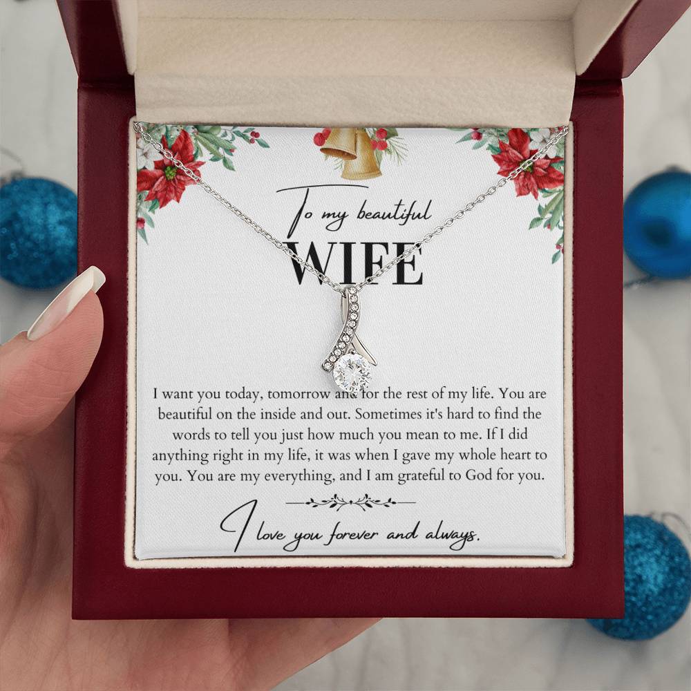 To My Beautiful Wife Alluring Beauty Necklace - Husband To Wife Gift - Message Card