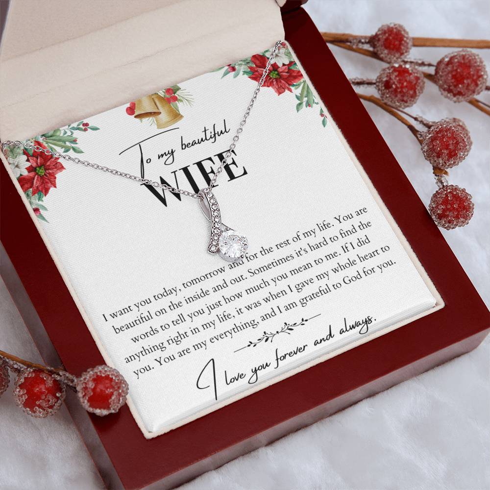 To My Beautiful Wife Alluring Beauty Necklace - Husband To Wife Gift - Message Card