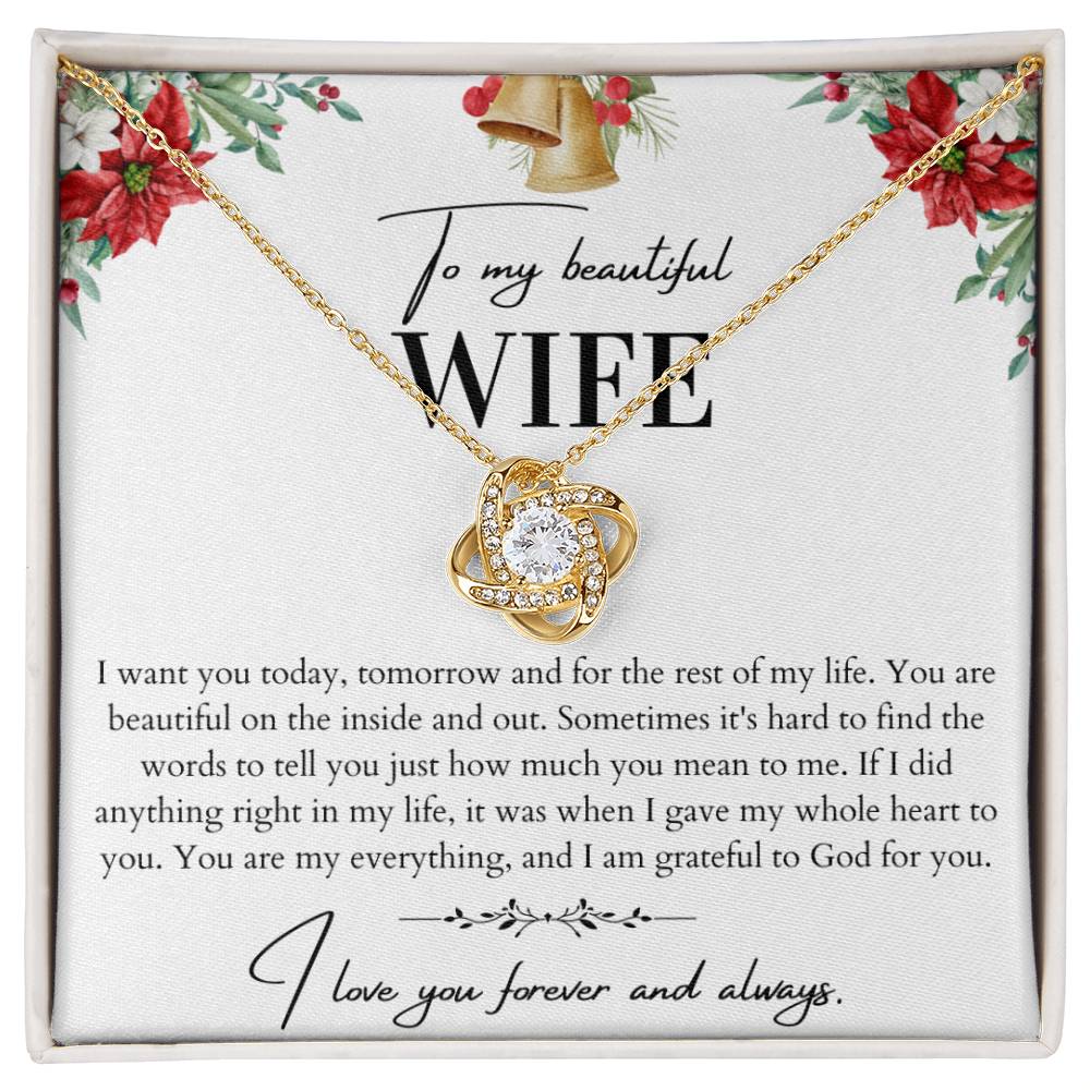 To My Beautiful Wife Love Knot Necklace - Husband To Wife Gift - Message Card