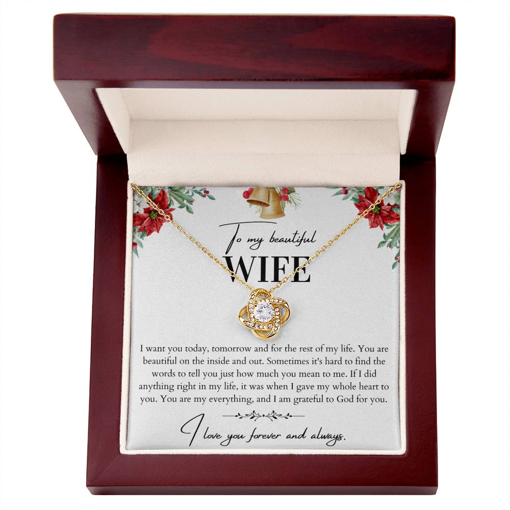 To My Beautiful Wife Love Knot Necklace - Husband To Wife Gift - Message Card