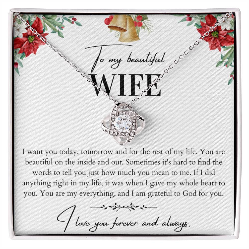 To My Beautiful Wife Love Knot Necklace - Husband To Wife Gift - Message Card