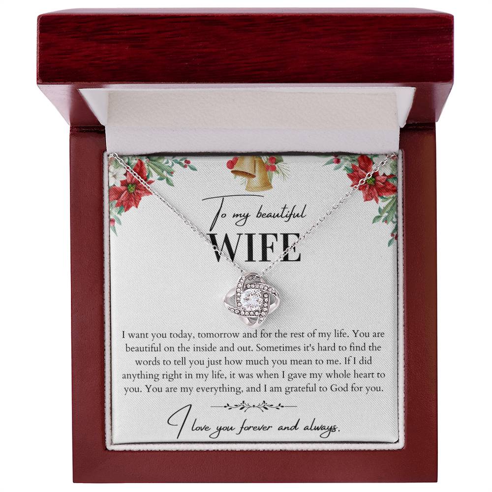 To My Beautiful Wife Love Knot Necklace - Husband To Wife Gift - Message Card