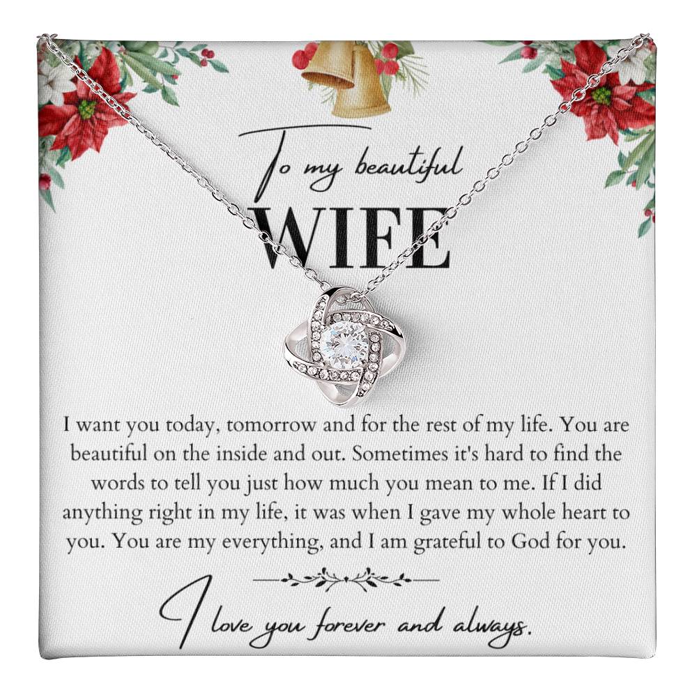 To My Beautiful Wife Love Knot Necklace - Husband To Wife Gift - Message Card