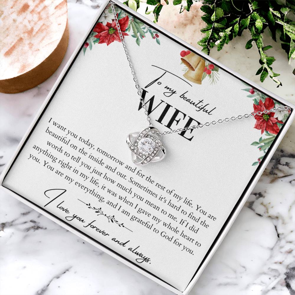 To My Beautiful Wife Love Knot Necklace - Husband To Wife Gift - Message Card